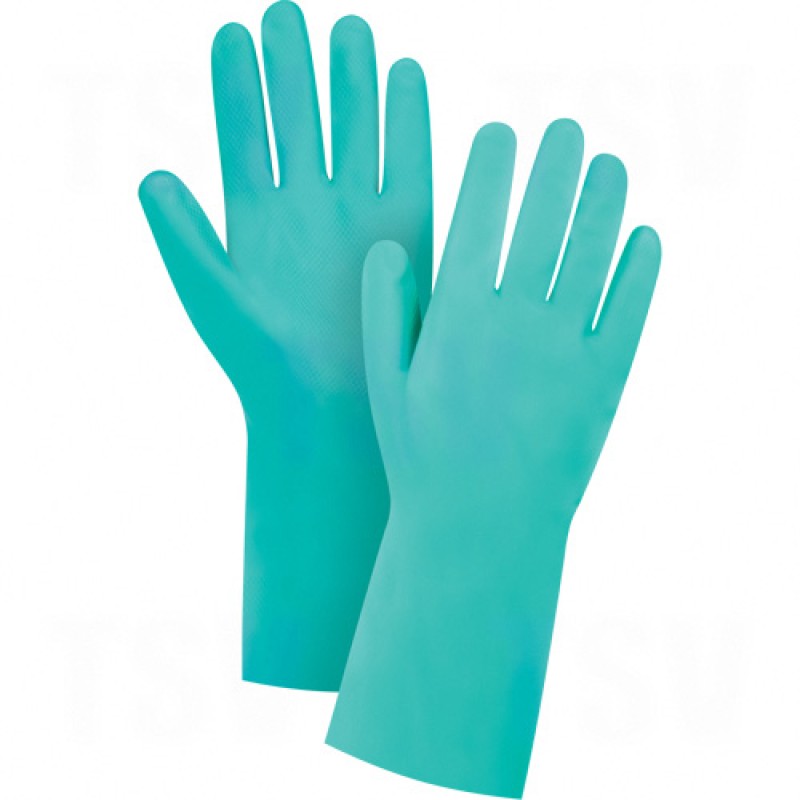 Cotton Flock-Lined Green Nitrile Gloves X-Large (10) 15-mil