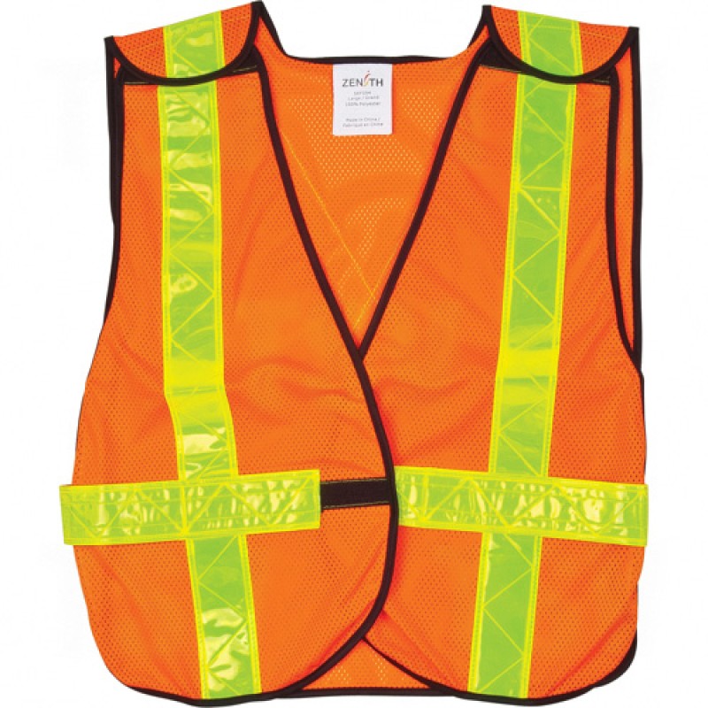 Traffic Vests High Visibility Orange Silver Medium Polyester