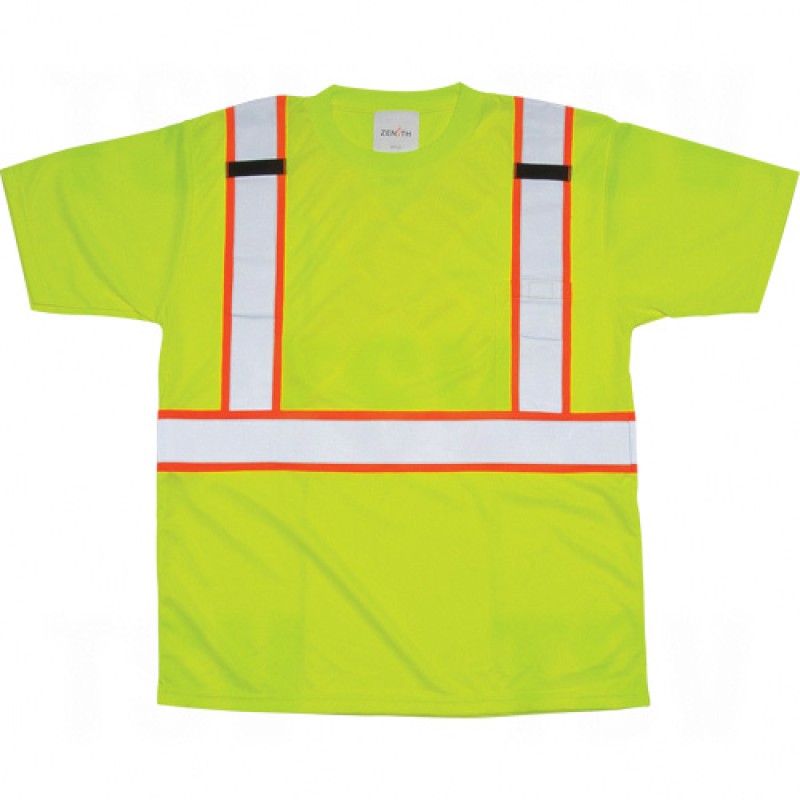 CSA Compliant T-Shirts High Visibility Lime-Green Silver Orange Polyester CSA Z96 Class 2, Level 2 X-Large