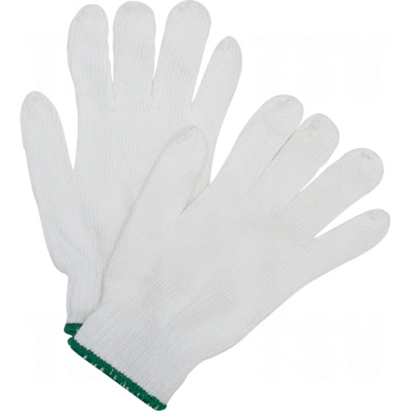 Polyester String Knit Gloves Medium Polyester Non-Coated 10 White    