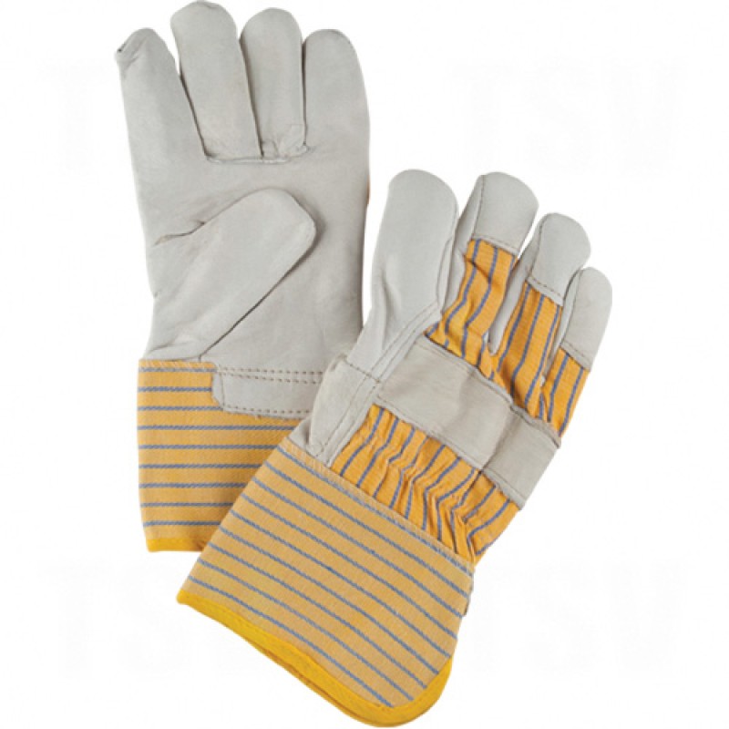 Grain Cowhide Fitters Cotton Fleece Lined Gloves Large Cotton Fleece Grain Cowhide Gauntlet Rubberized    