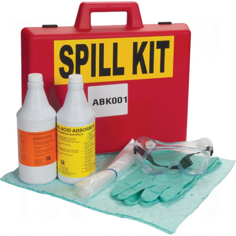 Lab Acid/Base Spill Kit Hazmat Case Portable      
