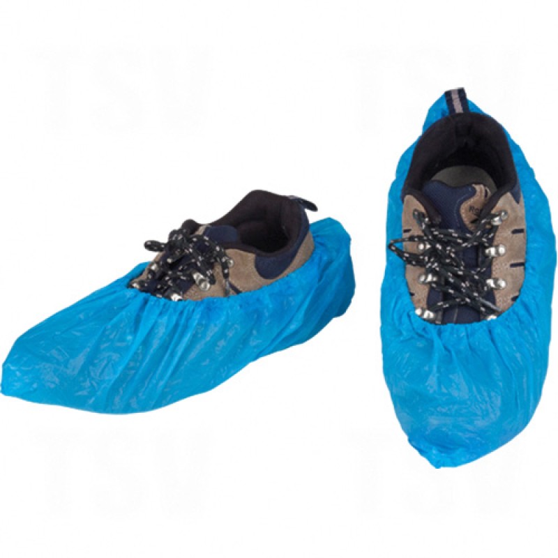 Shoe Covers Polyethylene Large Blue      