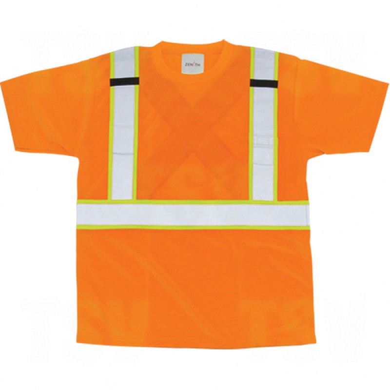 CSA Compliant T-Shirts Orange Silver Yellow Polyester CSA Z96 Class 2, Level 2 2X-Large