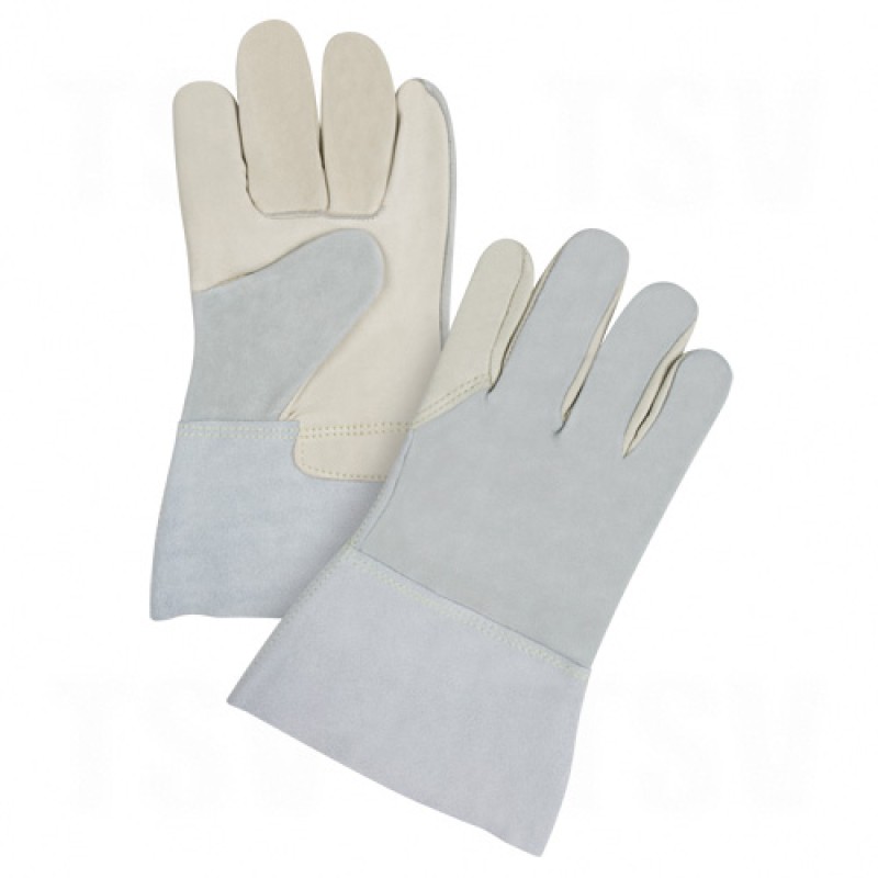 Split Back Premium Quality Grain Cowhide Leather Gloves Small Unlined Grain Cowhide Gauntlet Leather    