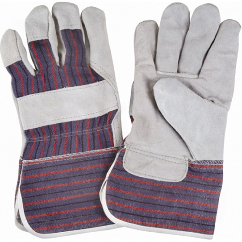 Split Cowhide Fitters Gloves Large Cotton Split Cowhide Gauntlet Starched    
