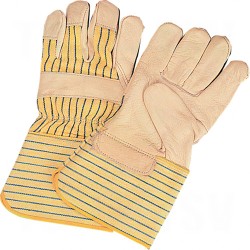 Standard Quality Lined Grain Cowhide Fitters Gloves Large Cotton Grain Cowhide Gauntlet Rubberized    