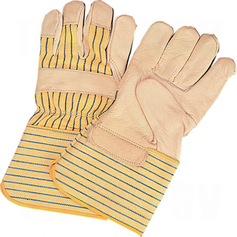 Standard Quality Lined Grain Cowhide Fitters Gloves Large Cotton Grain Cowhide Gauntlet Rubberized    