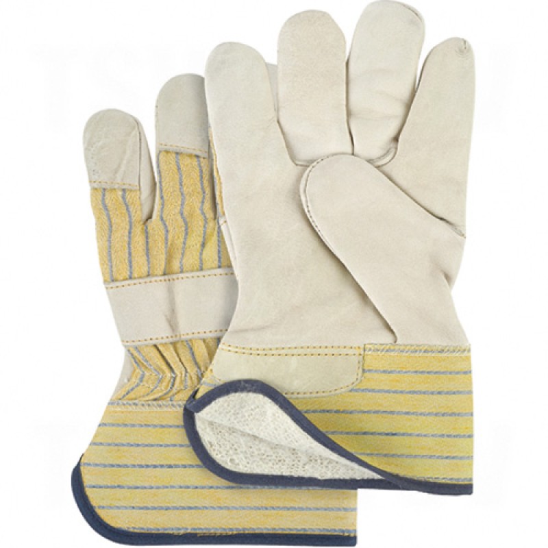 Grain Cowhide Fitters Cotton Fleece Lined Gloves Ladies Cotton Fleece Grain Cowhide Safety Rubberized    