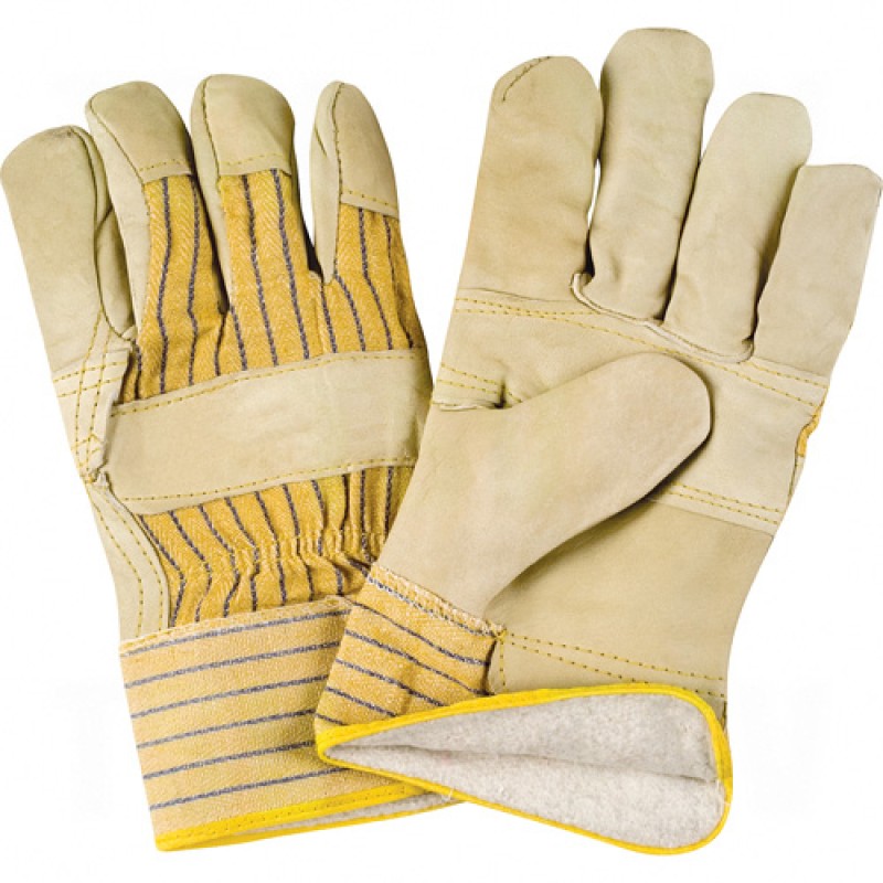 Grain Cowhide Fitters Cotton Fleece-Lined Patch Palm Gloves 2X-Large Cotton Fleece Grain Cowhide Safety Rubberized    