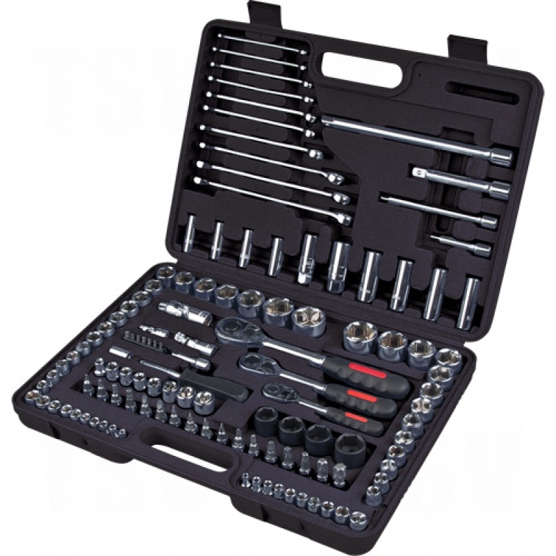 Aurora Tools 1/4, 3/8 & 1/2 in. SAE/Metric Socket & Wrench Set – 120-Pc Deep (TLV361)