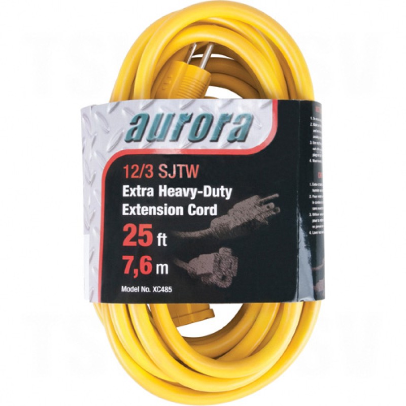 Outdoor Vinyl Extension Cords 25' Long 43072 (AWG) 15 Amps Yellow 300V 1875W