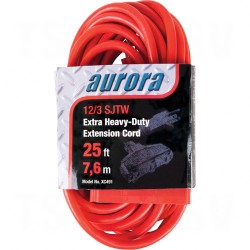 Outdoor Vinyl Triple Tap Extension Cords 25' Long 43072 (AWG) 15 Amps Red 300V 1625W