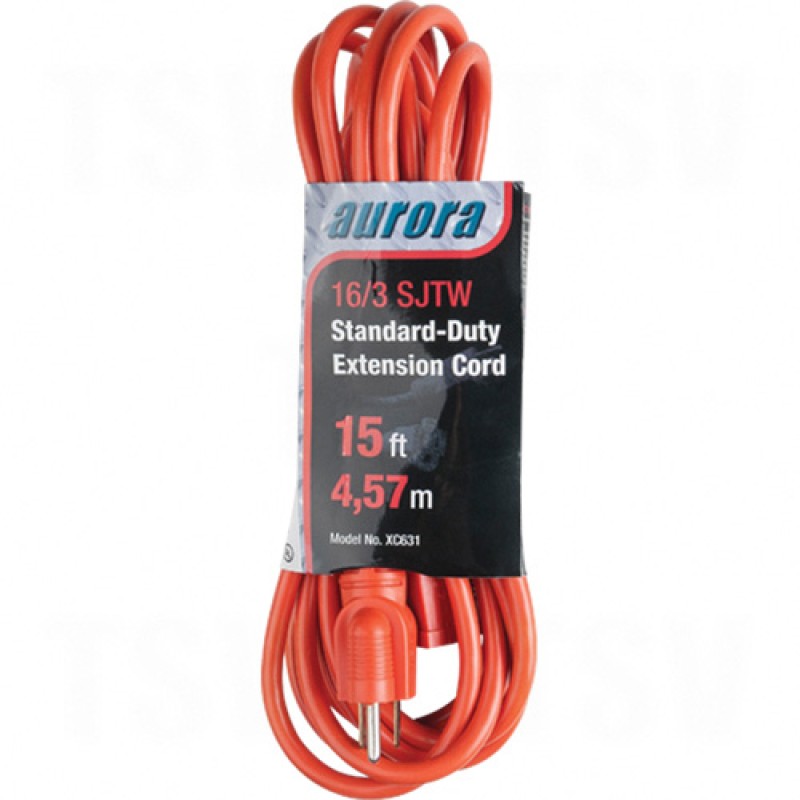 Indoor/Outdoor Extension Cords 15' Long 16 (AWG) 13 Amps Orange 125V 1625W