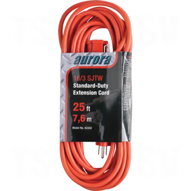 Indoor/Outdoor Extension Cords 25' Long 16 (AWG) 13 Amps Orange 125V 1625W