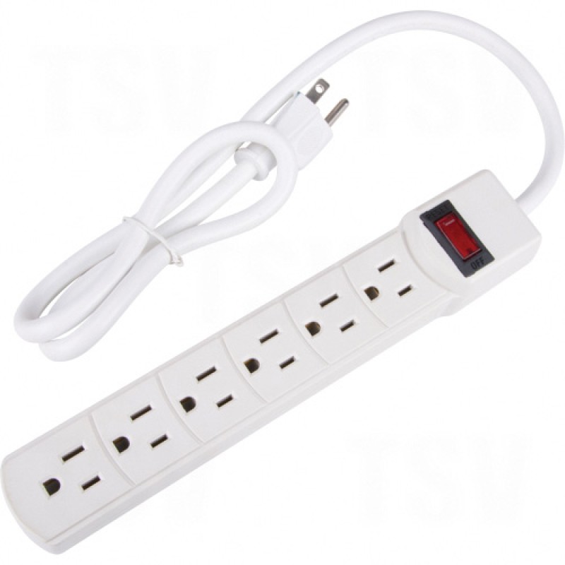 Surge Suppressor 6 Outlets 3' Long 200 Joules 15A 1875W 125V