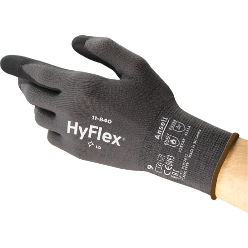 Hyflex 11-840 Gloves X-Large/10 Foam Nitrile Coating 15 Gauge Nylon Shell
