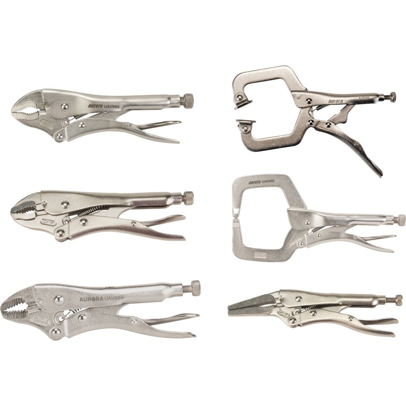 Aurora Tools Locking Plier Set – 6 Pieces (Model TLZ792)