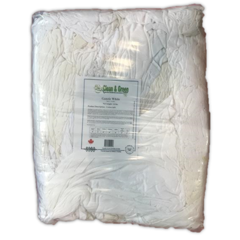 10lb Low Lint Wiper White Ganzie T-shirt Rags