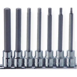 3/8" Hex Bit Drive Long Socket Set on Metal Rail