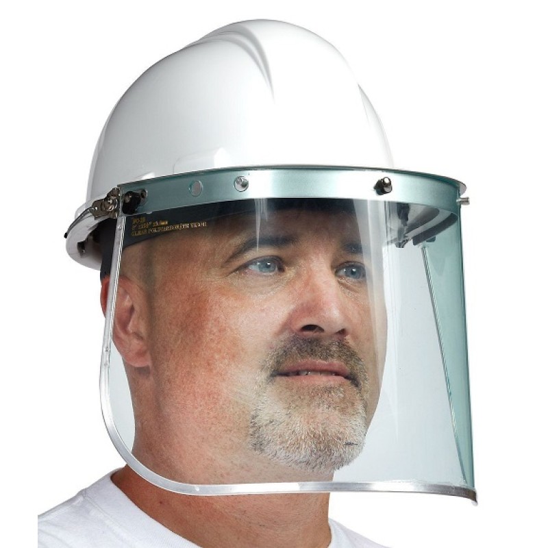 Formed Polycarbonate Visor with Aluminum Binding 8" Wide 15" Long 1mm Thick