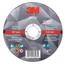Silver 3M Cut Off Type 1 (Flat) 5 x .045 AB87467 for General Purpose 5" Cut Off Wheels