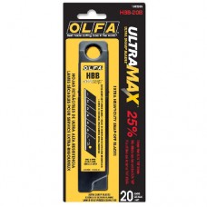 HBB20B OLFA® 25mm Black Ultra-Sharp Snap-Off Blades, 20 Pack Cutting Tools