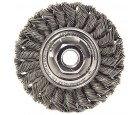 Wire Wheel 4" Diameter x 1/2" Wide with 5/8-11 Arbour Hole .014 Gauge Standard Twist Knotted (Stainless Steel)