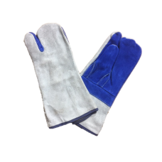 Blue / Grey Welders One Finger Mitt Leather Gloves