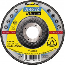 Cut Off Type 27 (Depressed Center) 4-1/2 x 1/16(1.6) x 7/8 A46TZ for Steel & Stainless Steel Klingspor 235378 4-1/2" Cut Off Wheels