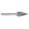 Carbide Burr SG-3 Tree Shape Pointed End 3/8" Diameter 3/4" Long 1/4" Shank Single Cut Made In U.S.A. SG Tree Shape Pointed End