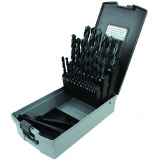 Drill Set 25 Piece 1mm to 13mm by 0.5mm Jobber Length High Speed Steel Black Oxide Made In U.S.A. Drill Sets & Accessories