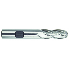 List No. 4554G - 1/4 4 Flute 3/8 Shank Single End Ball Center Cutting High Speed Steel Regular Length TiN Made In U.S.A. Ball Nose