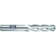 List No. 4555G - 5/16 4 Flute 3/8 Shank Single End Ball Center Cutting High Speed Steel Long Length TiN Made In U.S.A. Ball Nose