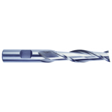 List No. 4599G - 7/16 2 Flute 1/2 Shank Single End Center Cutting High Speed Steel Long Length TiN Made In U.S.A. Long Length