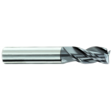 List No. 5985 - 1/4 3 Flute 1/4 Shank HPE High Performance End Mills Single End Center Cutting/Corner Radius .015-.020 Carbide Stub Length AlTiN Made In U.S.A. Variflute High Performance