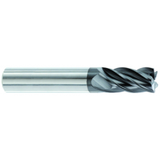List No. 5986 - 1/2 5 Flute 1/2 Shank HPE High Performance End Mills Single End Center Cutting/Corner Radius .025-.030 Carbide Stub Length AlTiN Made In U.S.A. Corner Radius