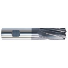 List No. 5971T - 1" 5 Flute 1" Shank Single End with Weldon Flat Center Cutting/Corner Radius Roughing Carbide Long Length ALTiN Made In U.S.A. Multi Flute with Weldon Flat Shank