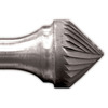 Carbide Burr SK-3 Cone 90º Shape 3/8" Diameter 3/16" Long 1/4" Shank Single Cut