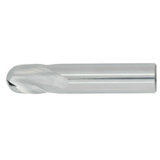 3/16" Diameter 2 Flute 3/8" Cut 2" Length 3/16" Round Shank Single End Ball Nose Uncoated Standard Carbide End Mills