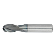 31/64" Diameter 2 Flute 1" Cut 3" Length 1/2" Round Shank Single End Ball Nose TiALN Standard Carbide End Mills