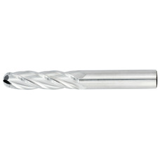 7/16" Diameter 4 Flute 2" Cut 4" Length 7/16" Round Shank Single End Ball Nose Uncoated Standard Carbide End Mills