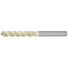 1/4" Diameter 3 Flute 1-1/2" Cut 4" Length 1/4" Round Shank Single End Ball Nose ZrN ULTRA High Performance End Mills for Aluminum
