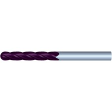 1/4" Diameter 4 Flute 1-1/2" Cut 4" Length 1/4" Round Shank Single End Ball Nose TiALN ULTRA High Performance End Mills