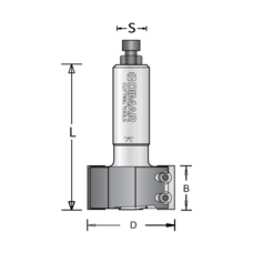 Cnc Straight Rebater 60x50mm, 3/4" Shk Dimar N114RL19-60 C.N.C. Routing