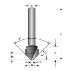 Carbide tipped double edge 90 degree V-groove bit for ACM panels