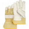 Standard Quality Lined Grain Cowhide Fitters Gloves Large Cotton Grain Cowhide Safety Rubberized     Leather Gloves