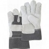 Standard Quality Split Cowhide Patch Palm Fitters Gloves Large Cotton Split Cowhide Safety Starched     Leather Gloves