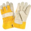 Premium Quality Lined Grain Cowhide Fitters Gloves Large Cotton Grain Cowhide Safety Rubberized     Leather Gloves