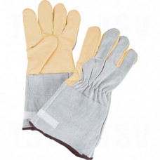 Standard Quality Grain Cowhide Leather Gloves Medium Unlined Grain Cowhide Gauntlet Leather     Leather Gloves